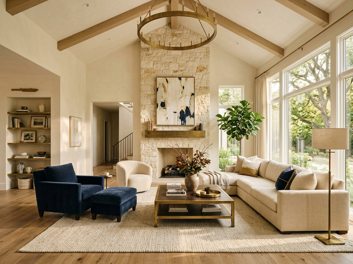 A grand but comfortable modern living room